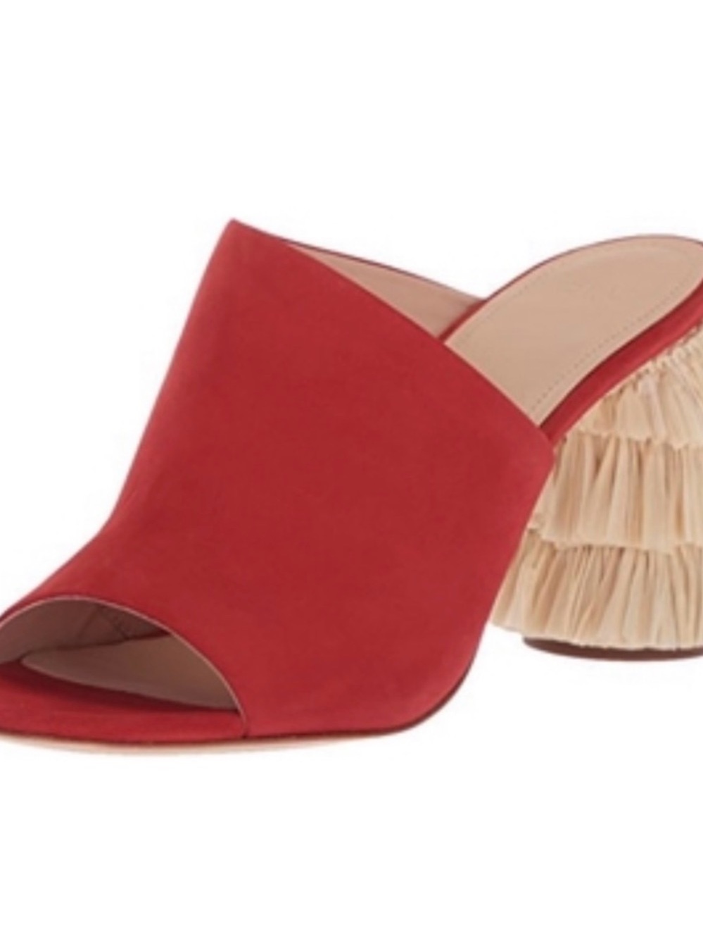 Pour La Victoire Red Open-Toe Mule with Ruffled Heel